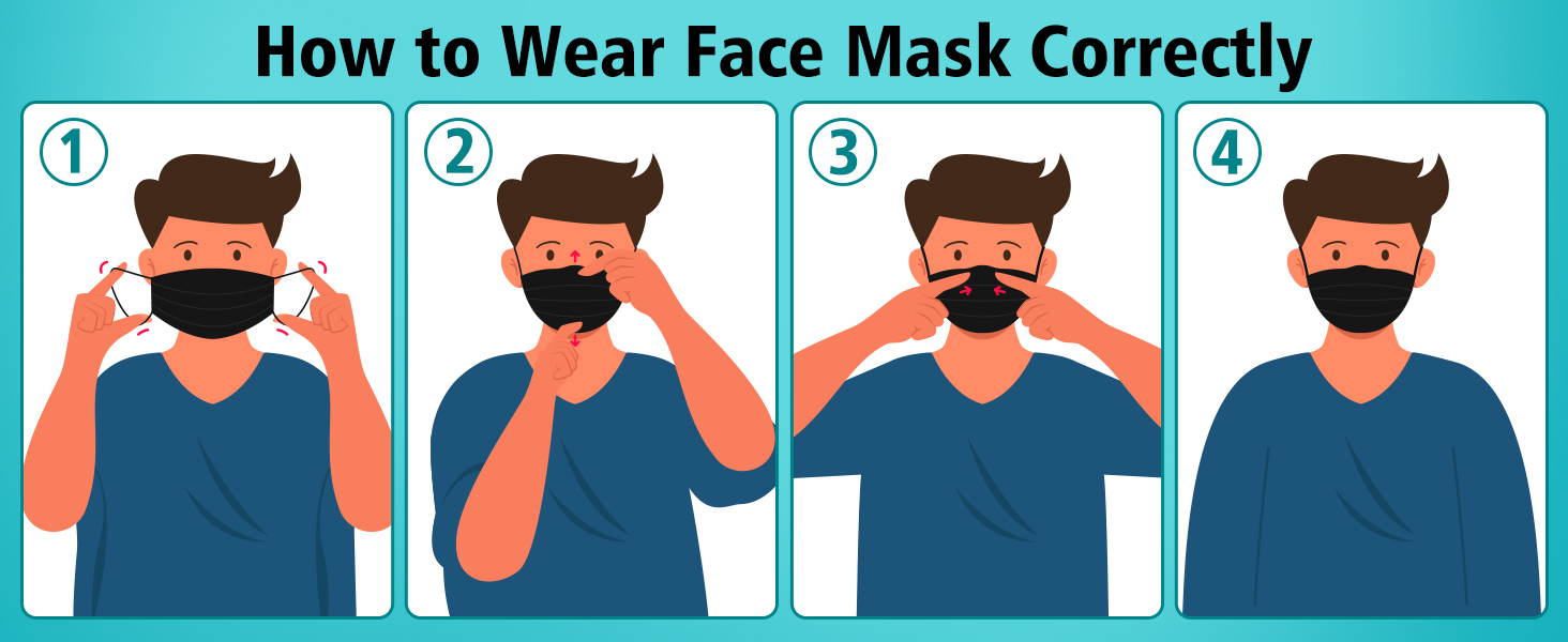 ZTANPS 100 PCS Disposable Face Masks, Black Disposable Masks, 3 Ply Protection Face Masks