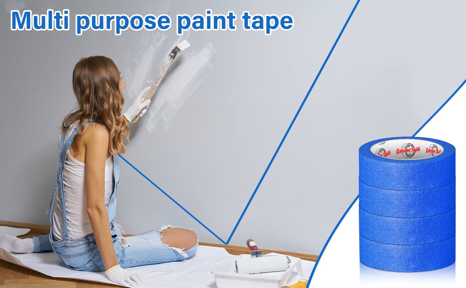 4 Rolls Blue Painters Tape 0.94" x 22Yd Premium Masking Tape