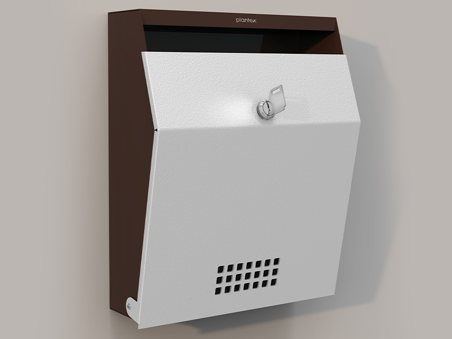 Plantex Letter Box/GI Steel Suggestion Box for Office with Key Lock/Post Box for Gate Home/Complaint Box/Wall Mounted Mail Box - (Coffee & White)