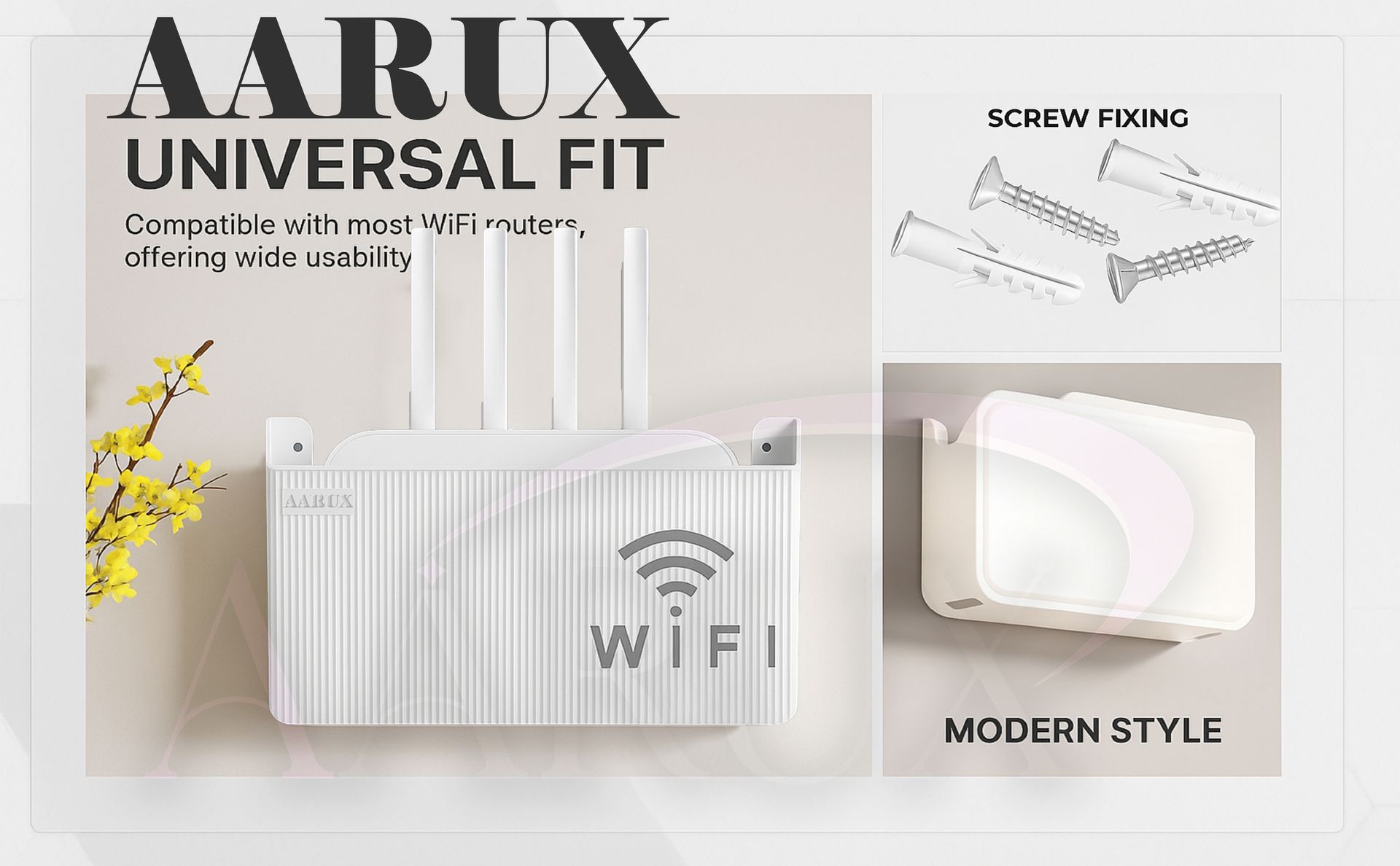 Wall Mount WiFi Router Shelf, White