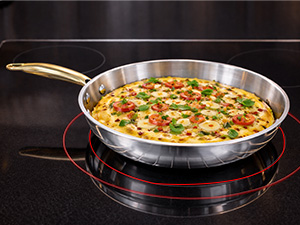 SOLARA MontClaire Premium Triply Stainless Steel Frying Pan with Golden Handle, 22cm(1.7L) Fry Pan – Induction Friendly, Pan for Cooking, 100% Toxin-Free and Chemical-Free Cookware