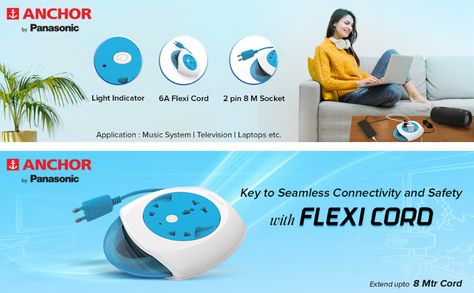 6A,Flexi Cord (Diamond),2 Pin 8 Mtr
