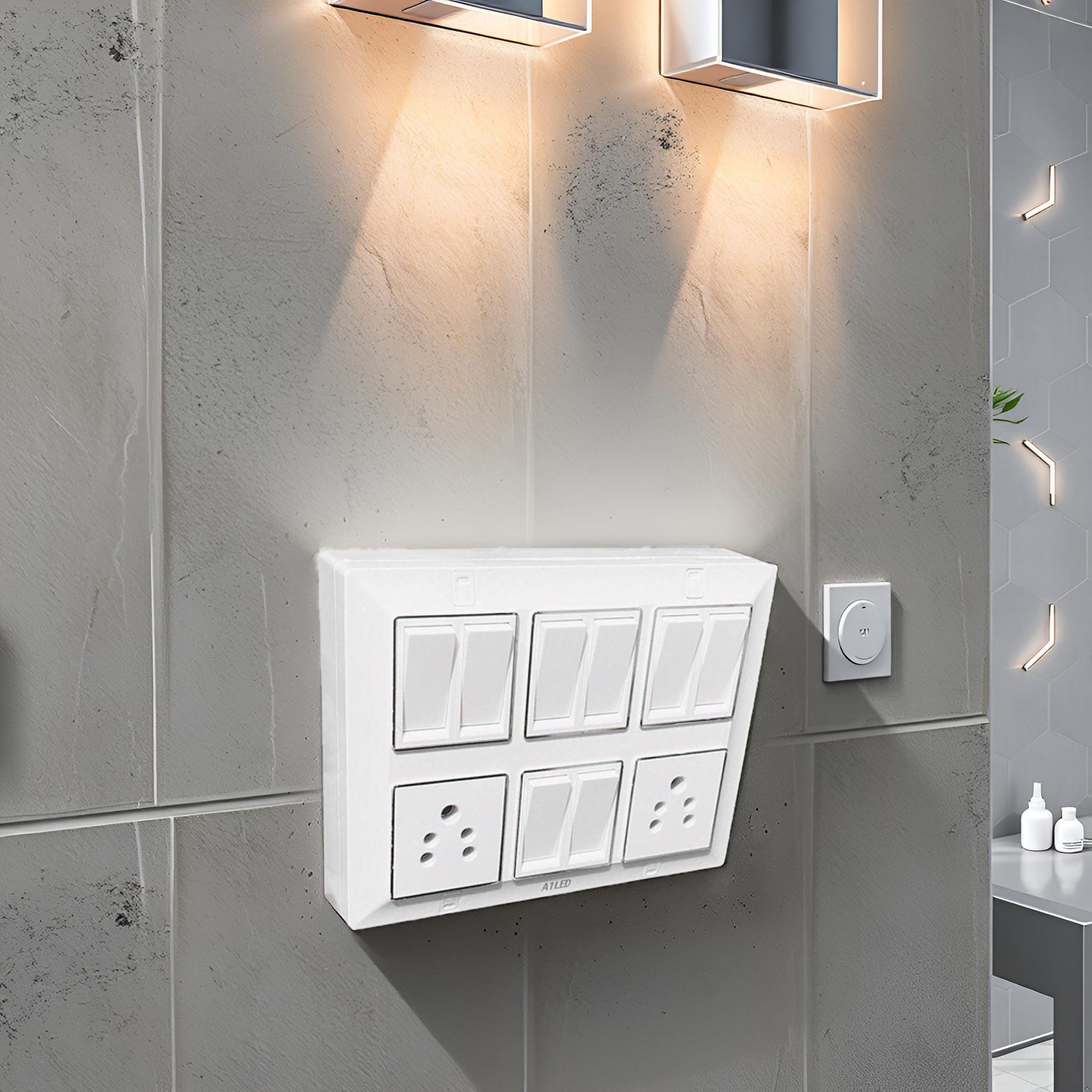 A1 LED 12-Module Silver Line Board with 8 Flat 10A Toggle 12 Way Switches and 2 10A Sockets - Modern Electrical Panel