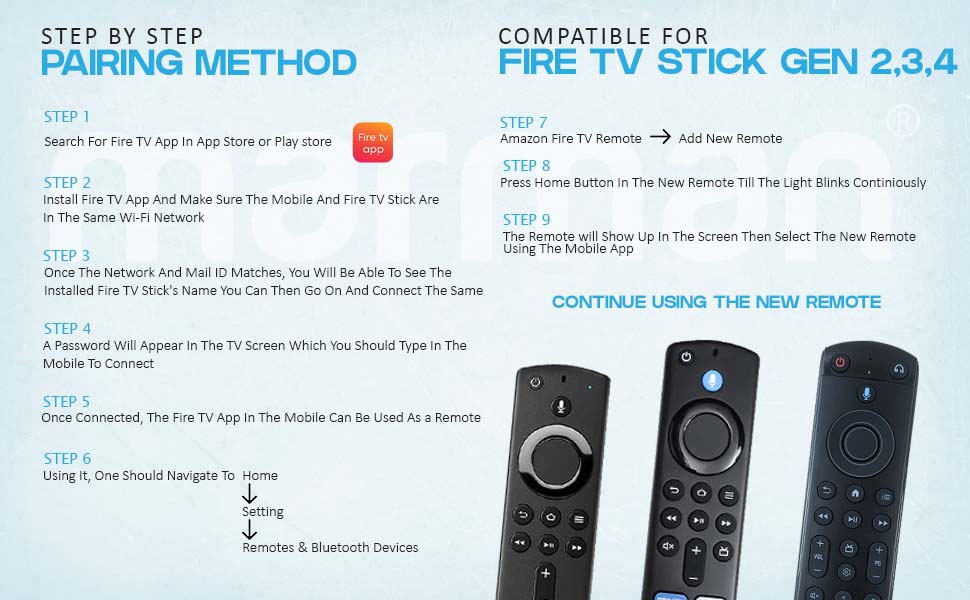 marman® Compatible Voice Remote Control L5B83H for Fire TV Stick 2nd Generation, Alexa Voice Remote Replacement for Fire Stick 2nd Gen and Stick TV Pendant Design (3rd Gen)