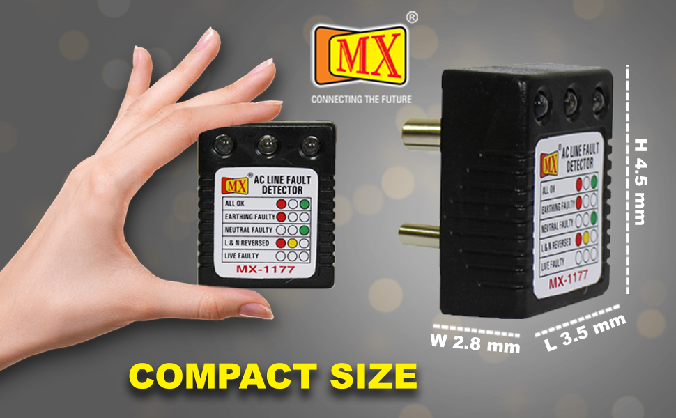 MX ac line fault detector socket tester for electrical work Line Fault Detector with RYG LED Indicator| Detects Earthing line detector connectivity tester electrical socket 5amp