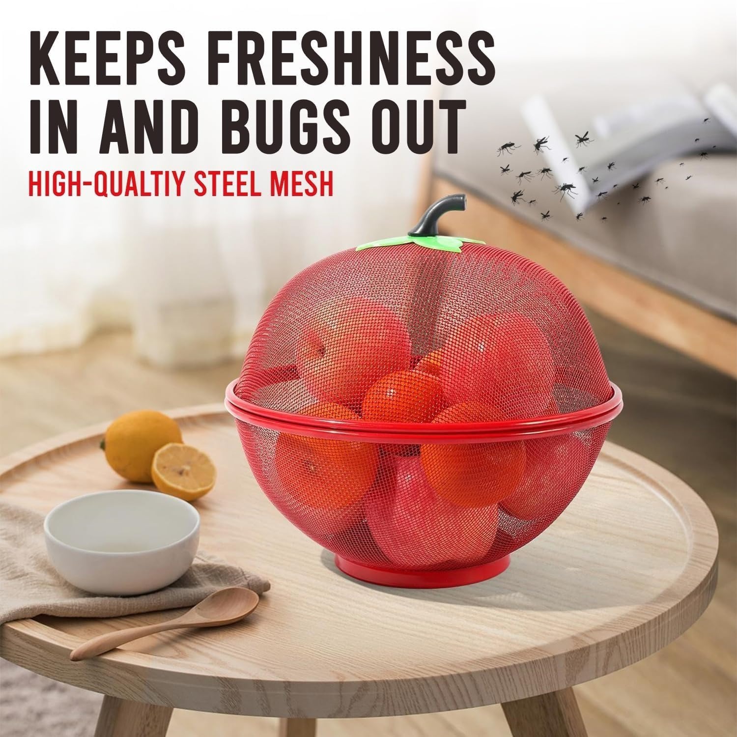 Durable Apple Shaped Fruit and Vegetable Basket with Mesh Cover for Kitchen, Multi-Purpose Stand with Protective Net Cover, Ideal for Storing Fresh Fruits & Vegetables