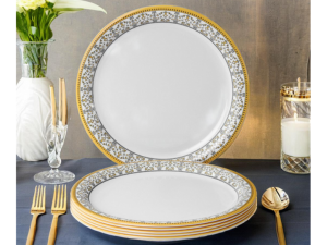 Superware | Pure Melamine | Buffet Plate Set – ForgetMeNot 12.5” (6 nos.) | Stain Free, Glazed Finish