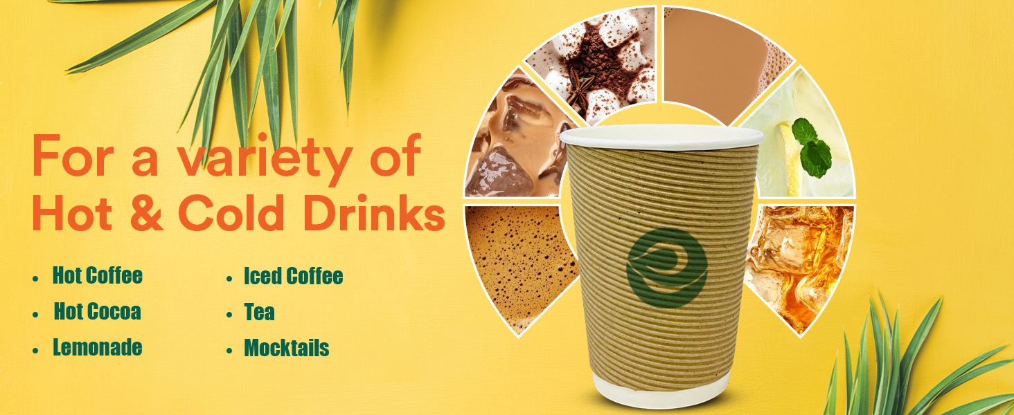 ECO SOUL | 150 ml Brown Paper Ripple Cups | Pack of 100 | Disposable Paper Cups in Small Size | Insulated, Strong Disposable Coffee Cups for Tea, Coffee, & Hot Drinks