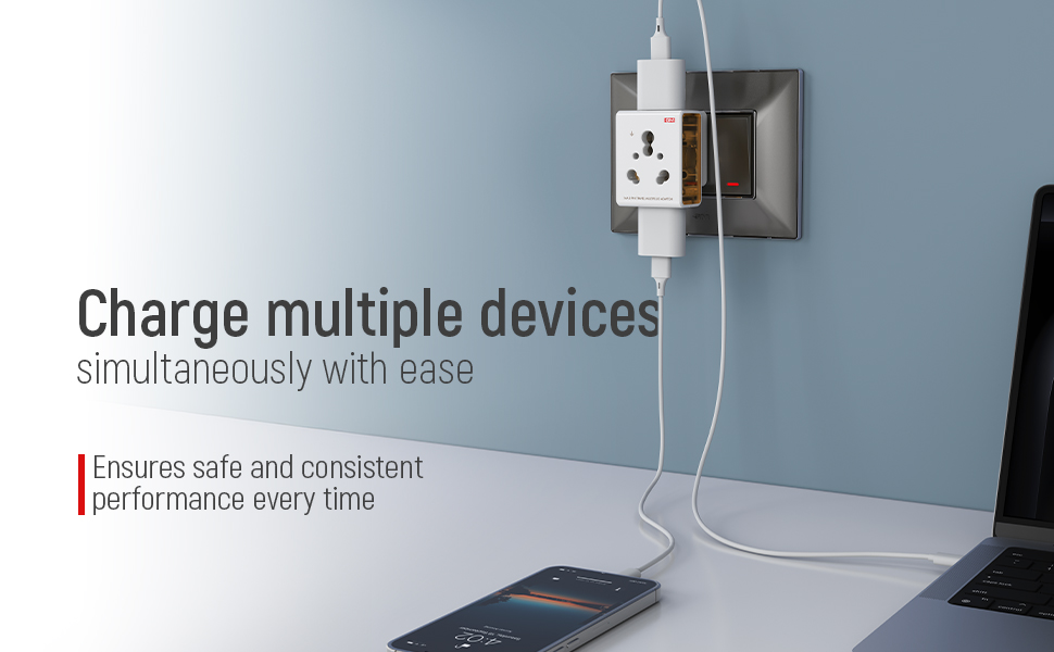 GM 3050 16 Amp 3 Pin Multi Plug Travel Adaptor - Universal Power Adapter Suitable for Class I & II Electrical Appliances, White