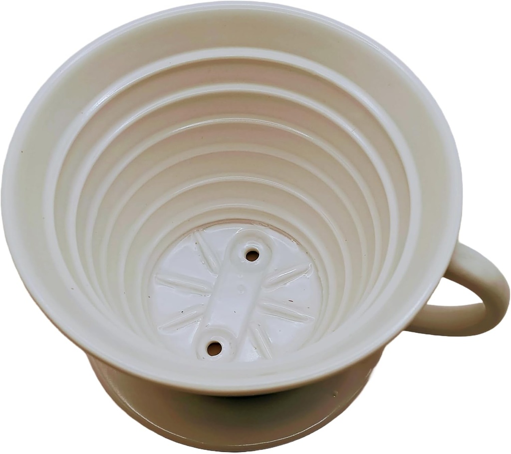 flat-bottom ceramic pour-over coffee dripper.