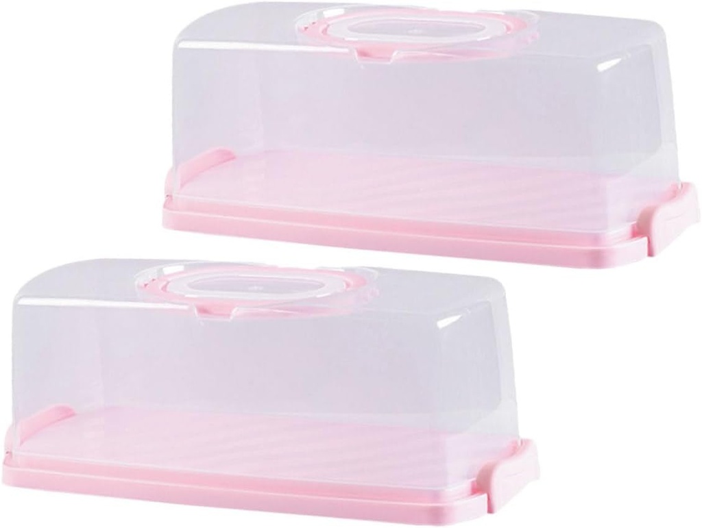 2pcs Portable Bread Box Lid Handle Bread Storage Container Airtight Rectangular Cake Carrier