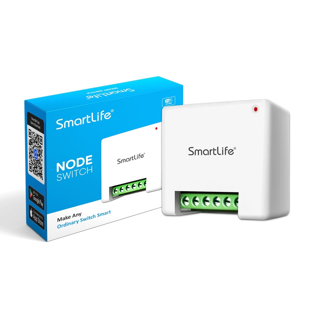 SmartLife Wi-Fi 2 Node Smart Switch Module | 2.4GHz Wi-Fi +BLE | No Hub krävs | Kompatibel med Alexa, assistent, HA, IFTTT & SmartLife App