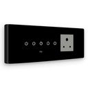 IOTICS Smart Wifi Switch Board: 4 x Switch & 1 Smart Plug Module. Touch Control, Remote, App Control. Röstkontroll med Alexa & Assistant. Smart Touch Switch Board för Home Automation (Black)
