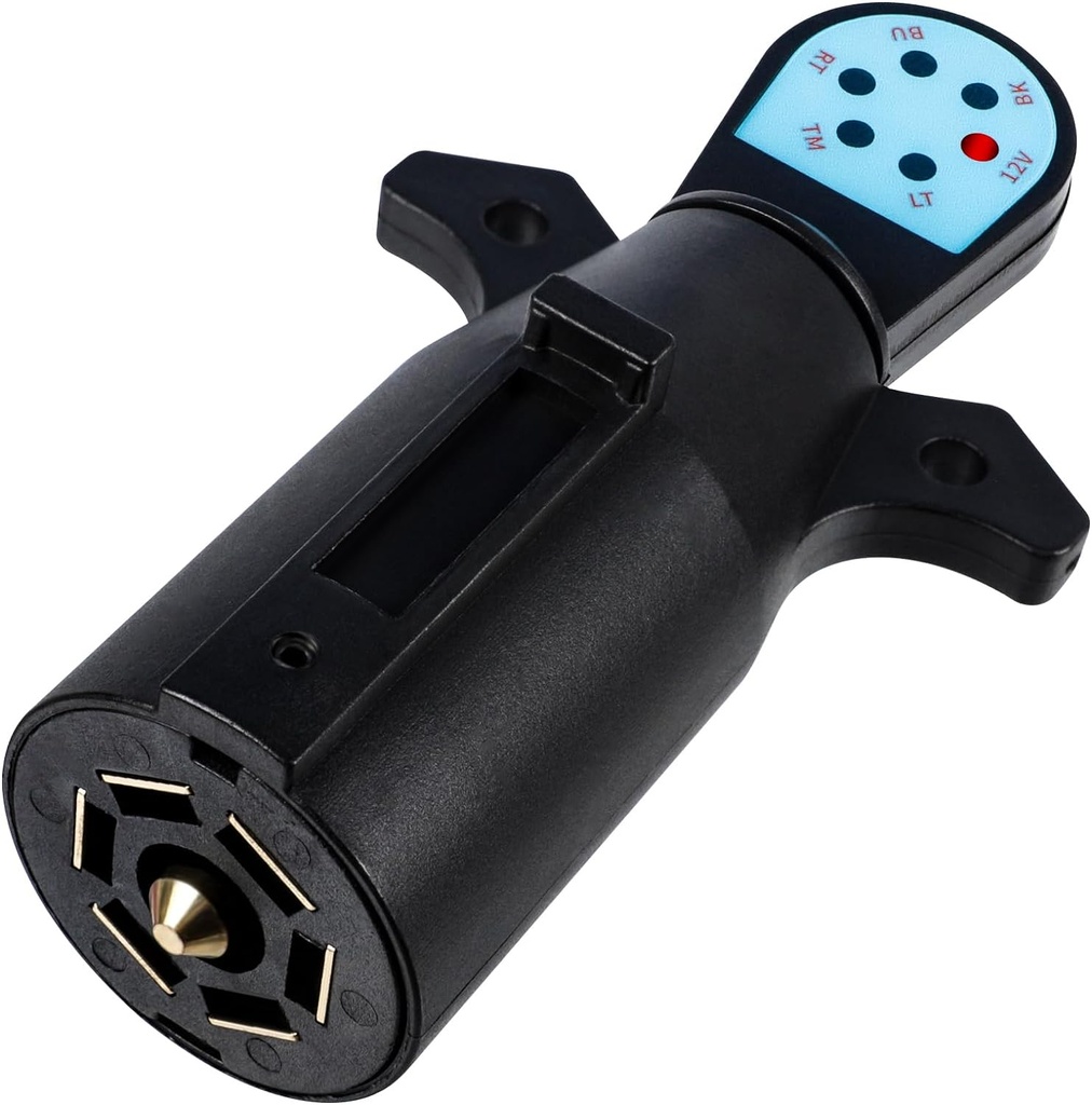 Trailer Light Tester, 7 Pin Trailer Plug Testerwith Red LED, 7 Way Trailer Plug Testerfor Diagnosing and Fixing Trailer Socket Circuit Problems