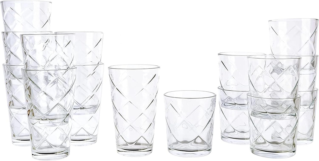 Home 16 Piece Lattice Glassware Drinkware Set