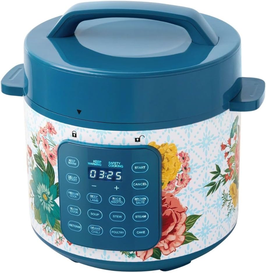 Pioneer Woman Fancy Flourish 6-Quart Pressure Cooker with Touch Control Display – Programmable Multi-Function Cooker