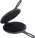 For Cast Iron Waffle Maker. Pre-Seasoned Stovetop 2 Pc Pan Makes 7 Waffles