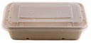 [250 Pack] 29oz Compostable Eco Friendly Container Trays with Lids - Rectangular Oblong Tree Free Sugarcane Bagasse Meal Prep Bento Boxes Take Out Catering Microwavable Deep Container by EcoQuality