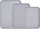 CAROTE 3-Piece Baking Pan Set - Bakeware Set, Baking Sheet Set Including 13 Inch 15 Inch 17 Inch Sheet Pan, Cookie Sheet for Baking, Royal Violet, Blue & Grey