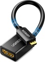 UGREEN Micro HDMI to HDMI Adapter, Male to Female Cable HDMI 2.0 4K@60Hz HDR 3D Dolby 18Gbps High Speed Compatible with Raspberry Pi 5/Pi 4//Pi 500 GoPro Hero 7 6/Retroid Pocket 3+, 0.6FT
