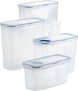 LOCK & LOCK Pantry Container Food Storage Bin, Rectangular, BPA-free/Dishwasher Safe, 4 Piece Set (Multi Size), Clear