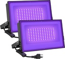 Onforu 2 Pack 60W LED Black Lights, Blacklight Flood Light with Plug, IP66 Waterproof Black Lights for Dance Party, Glow in The Dark, Halloween, Body Paint, Fluorescent Poster, Neon Glow