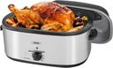 Sunvivi Electric Roaster,20 Quart Roasting Oven with Self-Basting Lid Removable Pan,Turkey Roaster Oven with 150 to 450F Temperature Control Cool-Touch Handles,Silver
