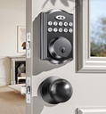 Keyless Entry Door Lock with 2 Knobs, Electronic Backlit Keypad Deadbolt with Handle Set, Auto Lock, One-time Codes, Smart Deadbolt for Front Door, Easy Installation (Matte Black)