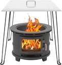 Outdoors Fire Pit Heat Deflector, Stainless Steel Fire Pit Cover with Carrying Handle and 4 Foldable Legs, Pushes Heat Down and Out, for Round or Rectangular Fire Pits, 24 * 24 * 24in, Silver