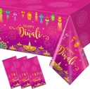 3 Pack Happy Diwali Disposable Tablecloth, Festival of Lights Plastic Table Cover for Rectangle Tables, Diwali Table Cloth for Indian Diwali Light Celebration Party Supplies Decorations, 54×108 Inch