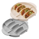 Silicone Taco Holders Set of 2: 4-Slot Reusable Taco Plates with 4 Dividers for Party Birthday Fiesta Hard Soft Shell Stand Upright Serving Tray Round with Handle for Kitchen Microwave Oven Air Fryer