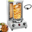 Shawarma Grill Machine Gas Vertical Rotisserie Grill with 2 Burners, Doner Kebab Gyro Meat Trompo Para Tacos Al Pastor Machine, 110V