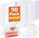 50 Pcs Cake Slice Container With Lids - Clear Plastic Hinged Cheesecake, Transparent Individual Pie Slice, Disposable Triangle Boxes for Flan, Dessert