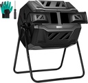 VIVOSUN Outdoor Tumbling Composter Dual Rotating Batch Compost Bin, 43 Gallon Black Door