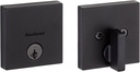 Kwikset Downtown Deadbolt Lock, Matte Black Square Exterior Keyed Front Entry Door, Pick Resistant SmartKey Rekey Security, Single Cylinder Dead Bolt, with Microban Protection