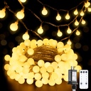 JMEXSUSS 100 LED Connectable Globe String Lights Indoor Bedroom, 33ft Warm White Christmas Lights Plug in with Remote, 8 Mode Hanging Fairy Lights Outdoor for Room Classroom Party Tree Christmas Decor