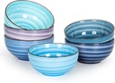 KitchenTour Dessert Bowls Set of 6, 12 OZ Ceramic Cereal Bowls for Kitchen, 4.7 Inch Small Bowls for Snack, Fruit, Ice Cream - Microwave & Dishwasher Safe, Assorted Cool Colors