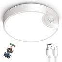 Rechargeable Motion Sensor Ceiling Light with Remote - 7.5inch Battery Powered Ceiling Light for Closets, Shower, Stairs, Shed, Hallway