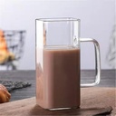 Square milk breakfast juice cup glass with handle water cup home creative cool water square cup