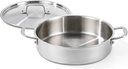 DELARLO Tri-Ply Stainless Steel 3.5 Quart Braiser Pan with Lid Induction Rondeau Pot With Lid 12inch Deep Frying Pan Large Saute Pan Heavy Duty Style Compatible With All Cooktops Up to 650℉