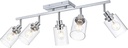 5-Light Track Lighting Kit Ceiling Kitchen Track Lighting Fixtures Chrome Bathroom Vanity Wall Lights with Clear Glass Multi-Directional Rotating Tracking Light Heads Spotlight for Accent Shop