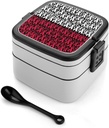Ribbon Poland Flag Stackable Bento Box for Adults Double Layer Lunch Boxes Set with Spoon And Invisible Handle