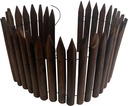 Worth Garden Wooden Short Fence Edging - Burnt Wood Finish Outdoor Lawn Landscape Edging - Flexible Decorative Border - Tree Fence - 11.8'' H x 42'' L - K624A05