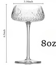 Crystal Coupe Glasses, Set of 2 Vintage Martini Glasses, 8oz Retro Champagne Glasses, Elegant Cocktail Glassware for Bar Drinks and Classic Art Deco Decor (2 SET)