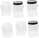 6pcs Square Plastic Bottles Lids for Honey Syrup Bulk Storage Food Containers