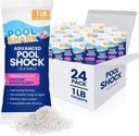 Pool Shark 68% Calcium Hypochlorite Pool Shock for Swimming Pools - 24 Pack Chlorine Granules - 1 lb Bags Pool Chlorine Shock Treatment for Inground & Above Ground Pools - Fast-Dissolving Chlorine