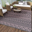 MontVoo Outdoor Rug 8x10 Waterproof Outdoor Patio Rug Mat Reverisble Plastic Straw Outdoor Rug for RV Camping Picnic Beach Balcony Boho Pink Grey