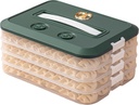 LOEZ Dumpling Box 4-Layer Food Storage Container Stackable Snack Container with Lid, Gyoza Container, Cookie Storage Containers, Good Sealing, Time Recoder (Green)