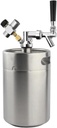 Home Brewing Pressurized Keg System 5L Mini Keg Growler & Beer Faucet & Co2 Regulator Portable Draft Beer Dispenser Brewing Accessories(Silver)