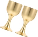 2pcs Vintage Brass Communion Cup Chalice Wine Goblet Delicate Offering Cup